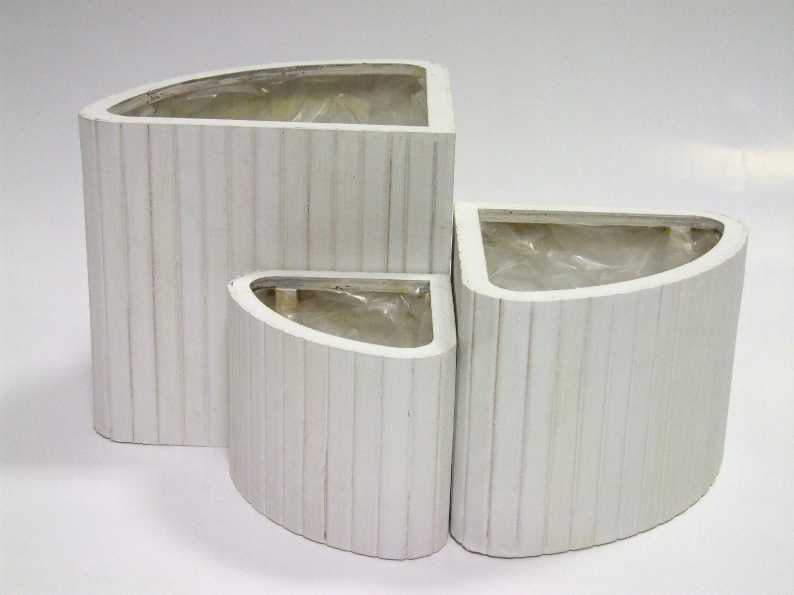 VASO LEGNO TRIANG.3PZ. H8-10-14 L12-16-20CM. BIANCO