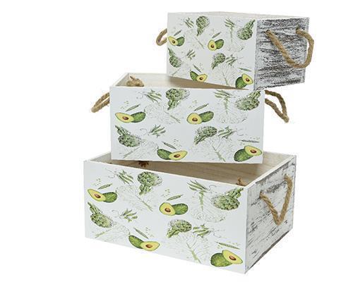 CASS.LEGNO S/3PZ. H13-12-11 L28-24-20CM. AVOCADO