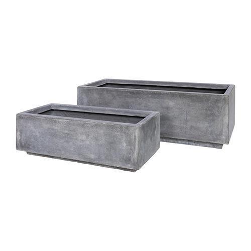 VASI RESINA S/2PZ.H17-23 L60,5X22,5 80,5-30,5CM. GRIGIO
