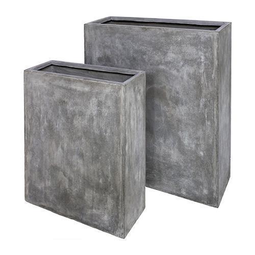 VASI RESINA S/2PZ.H72-93 L60,5X22,5 80,5X 30,5CM. GRIGIO