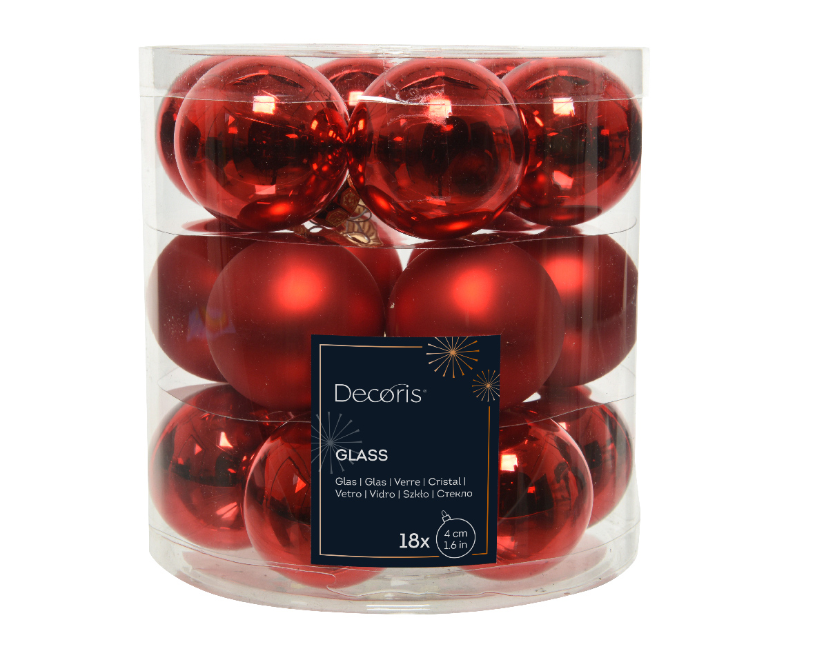 SFERE NATAL.D40MM. 18PZ. XMAS RED COMBI