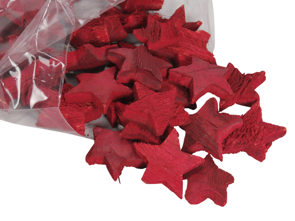 STELLINE DI LEGNO D5CM. 50PZ. ROSSO