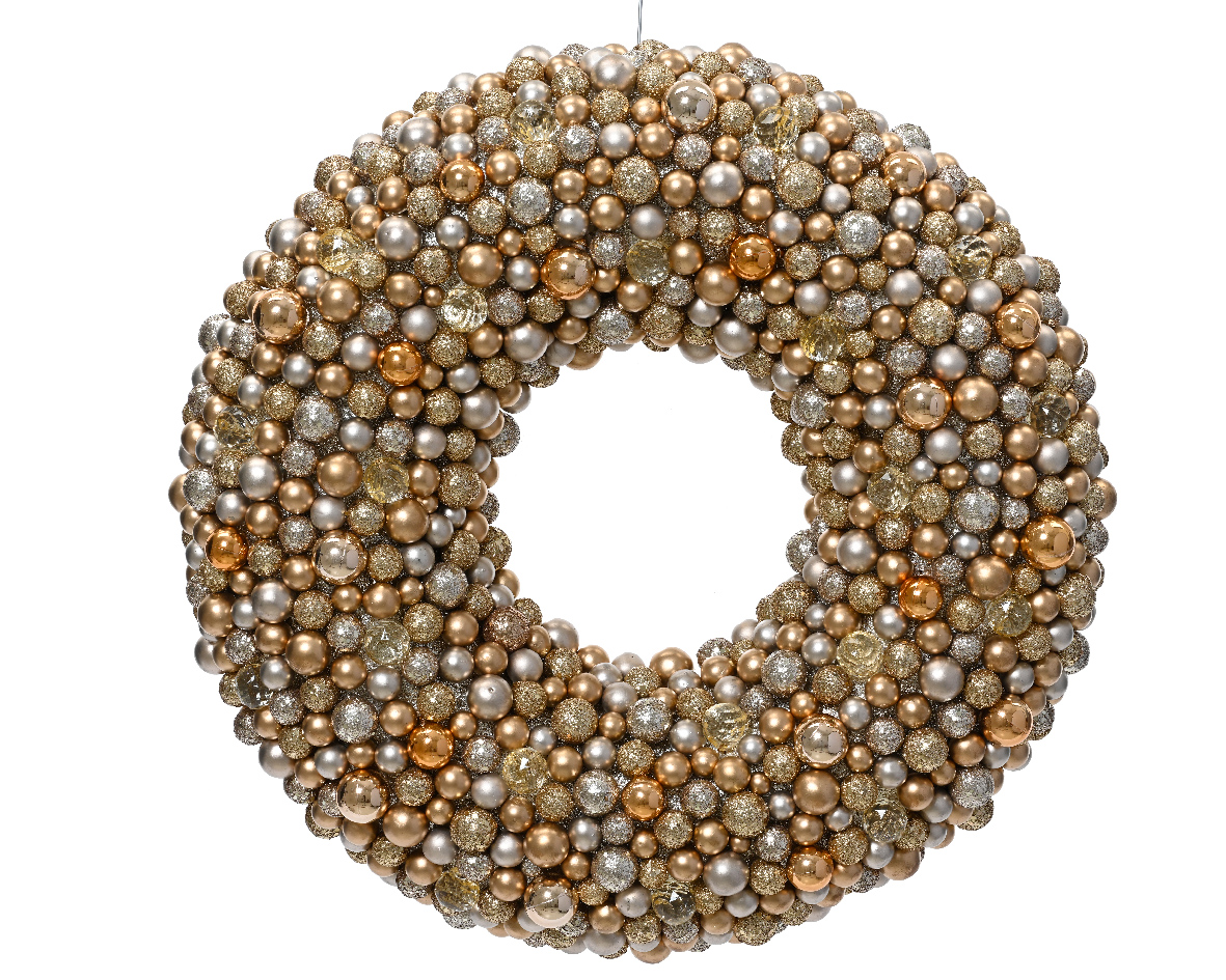 CORONA DI PALLINE D50 X9CM. ORO
