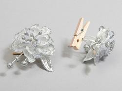 FLOWER ON CLIP 12PZ. SILVER
