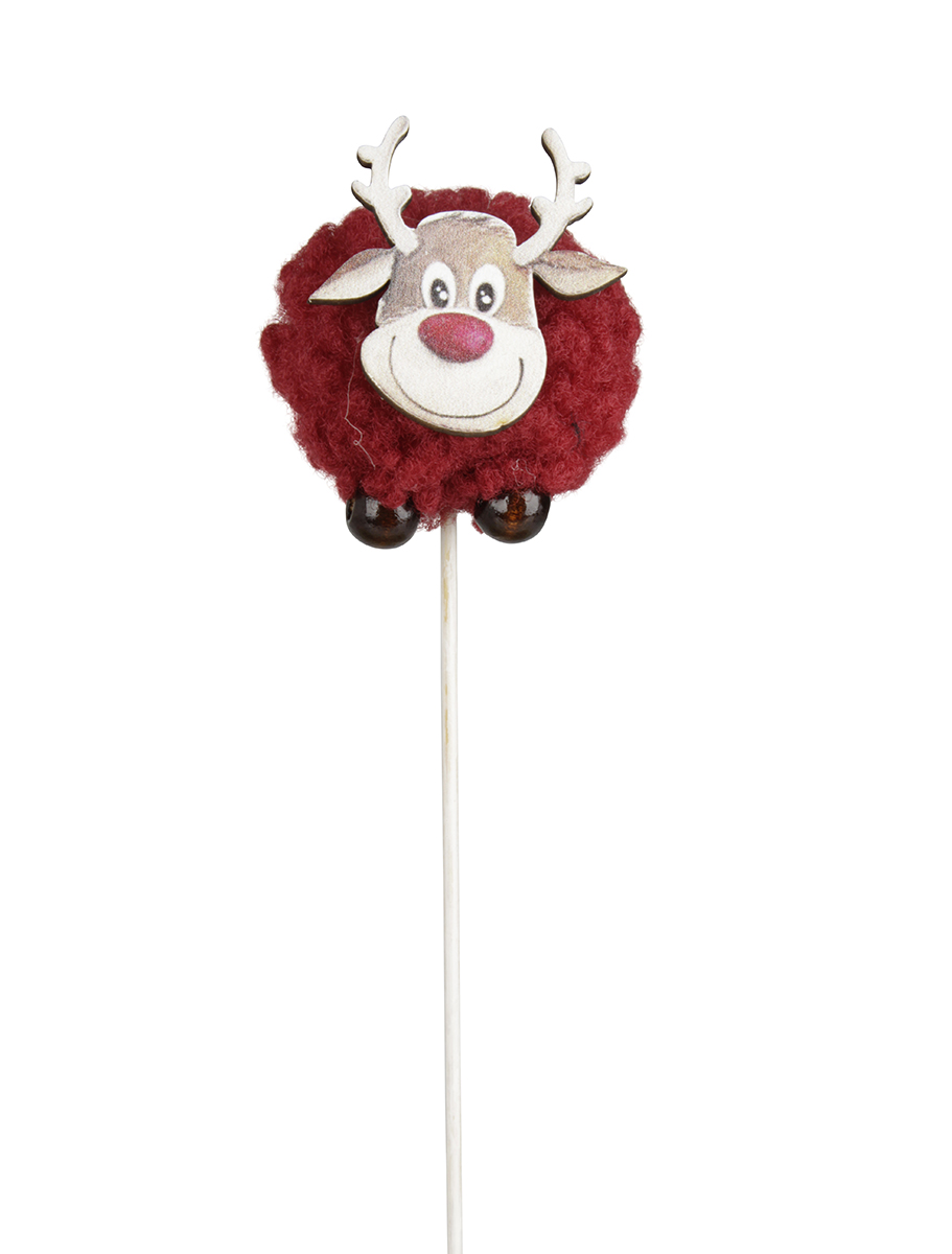 PICK C/RENNA POMPON D4 H28CM. 9PZ. DK RED