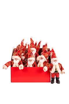BABBO NATALE C/RICAMI ORO H24CM. 3PZ. ROSSO