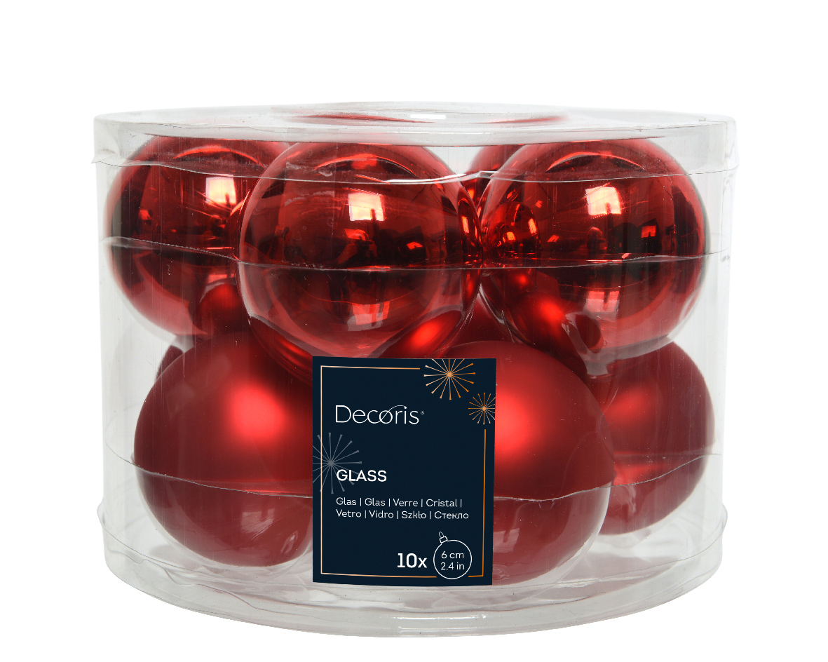 SFERE NATAL.D60MM. 10PZ. XMAS RED COMBI