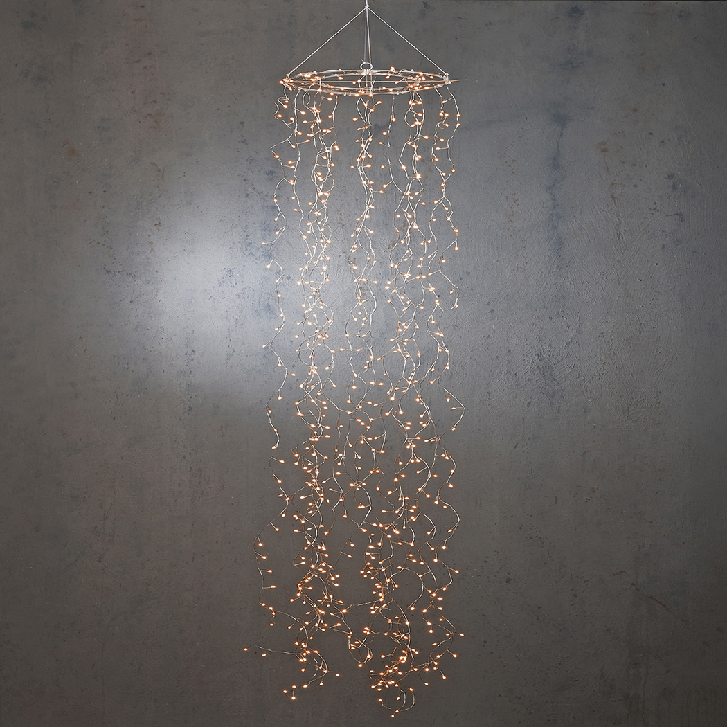 LUCI PENDENTI 640LED D30 L200CM.L.CALDA + TIMER