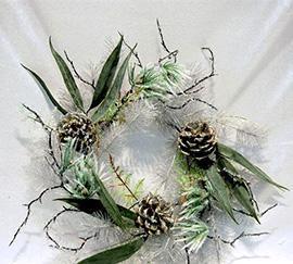 CORONA SILVERPINE 30CM. SILVER/GREEN