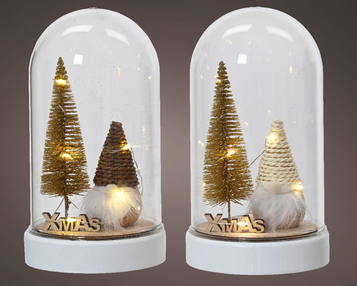CAMPANA VETRO LED C/PINO E BABBO D9,5 H17CM.