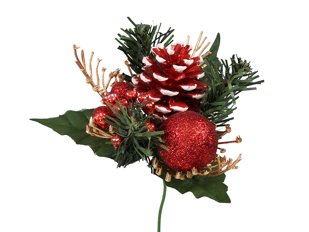 PICK DEC.PIGNA MELA 6PZ. D12CM. ROSSO