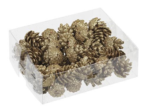 PIGNE GLITTER 48PZ. 35CM. IN BOX ORO