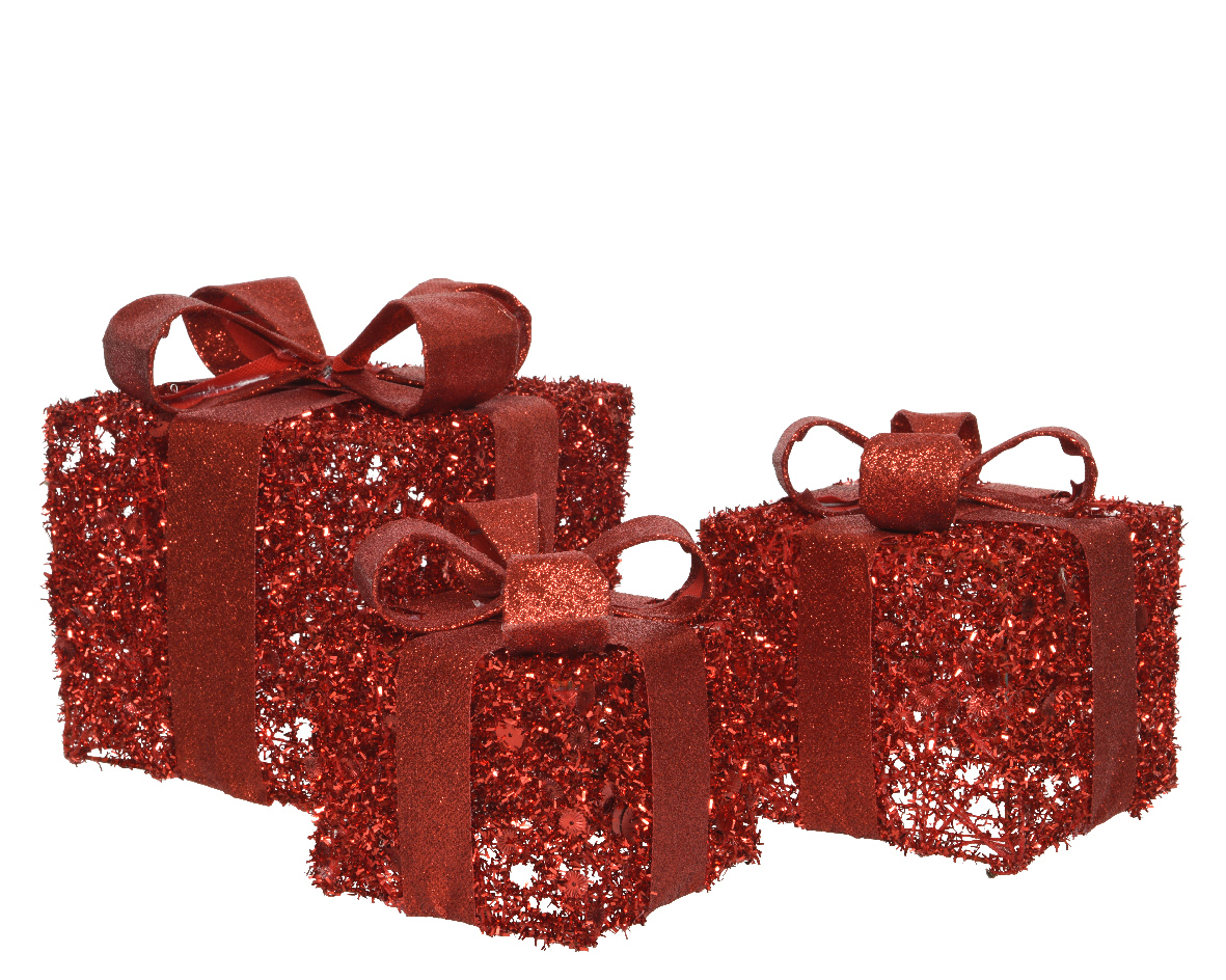 GIFTBOX GLITTER S/3PZ. H10-14-17CM. ROSSO