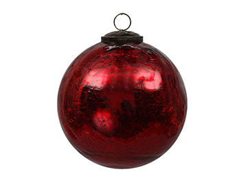 SFERA VETRO CRACKLED D15CM. ROSSO