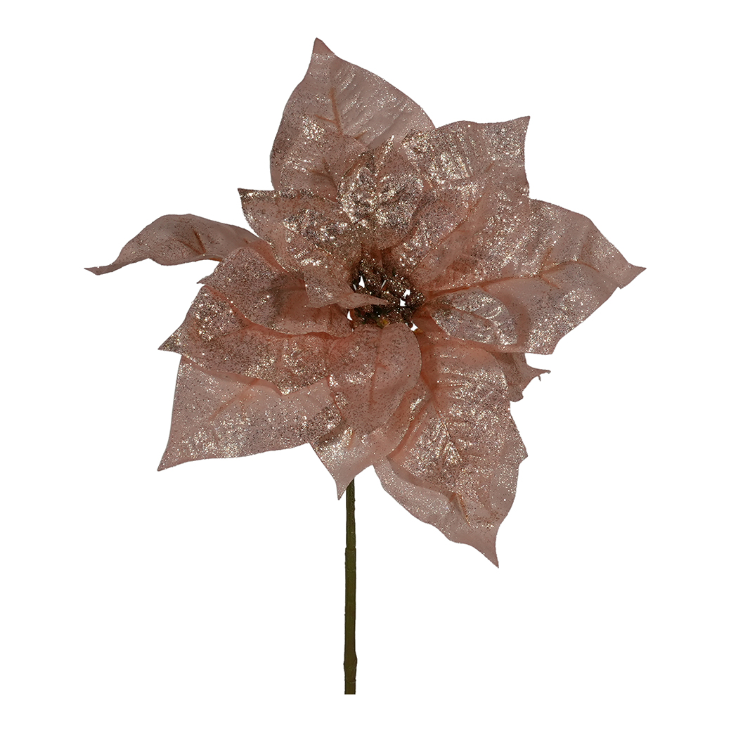 PICK POINSETTIA GLITTER 32CM. 2PZ. ROSA