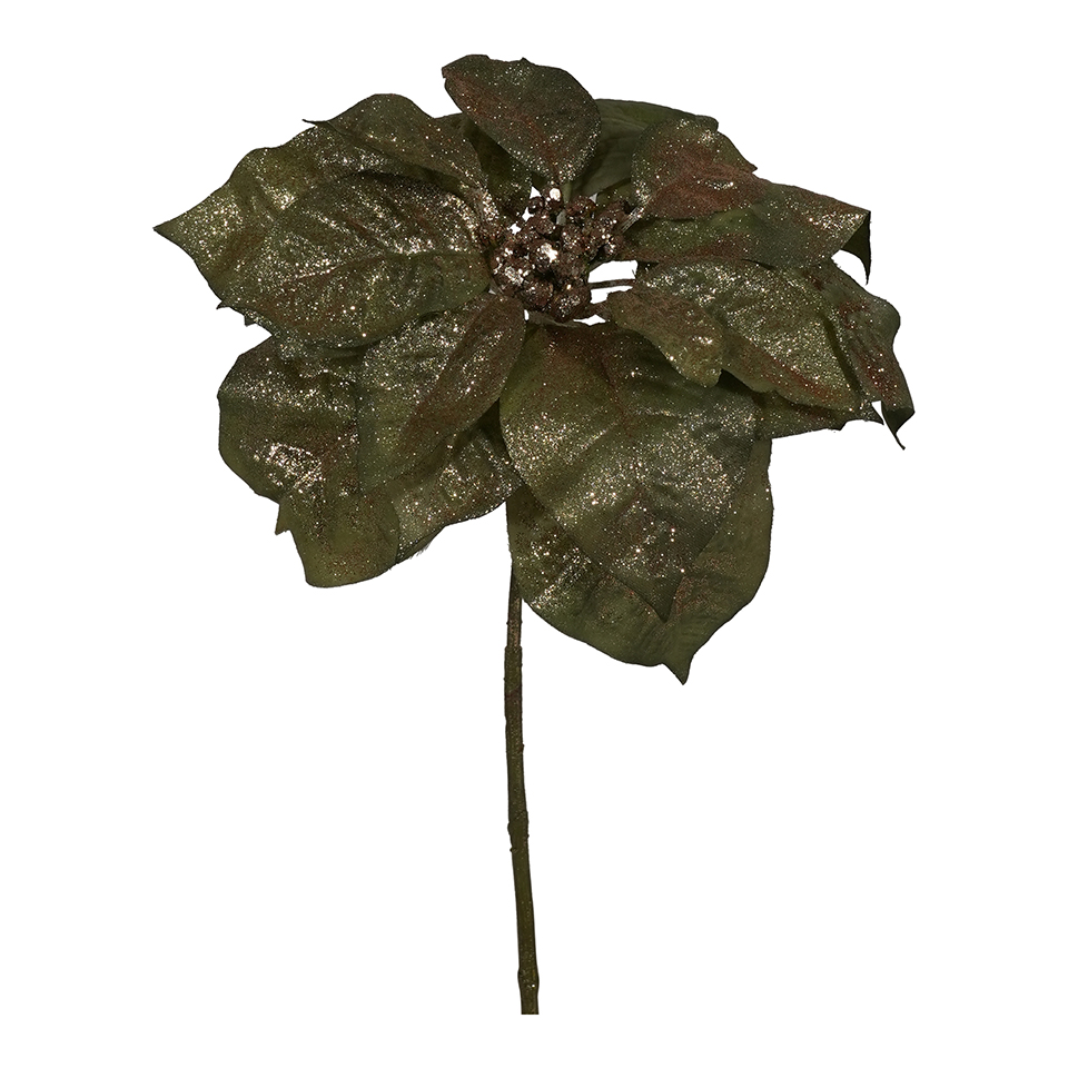 PICK POINSETTIA GLITTER 32CM. 2PZ. VERDE