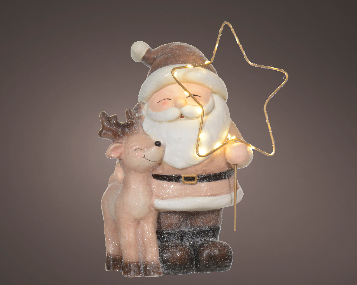 BABBO C/RENNA E STELLA LED H38CM.