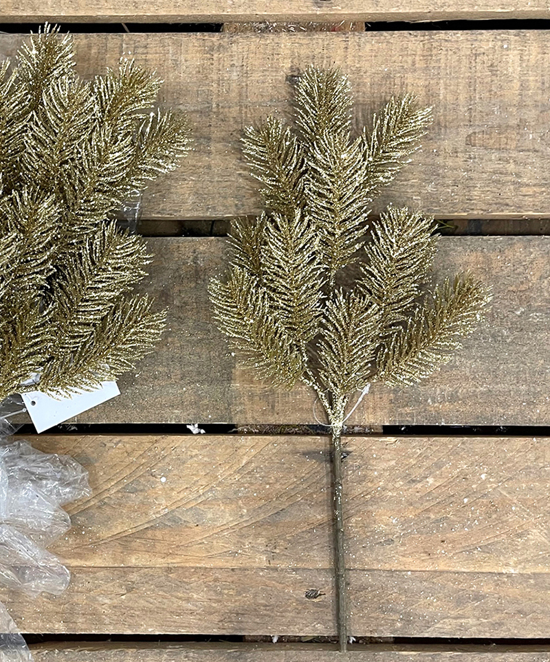 RAMO PINO COLORADO X11 35CM. 6PZ. ORO