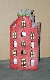 WINDLICHT-HAUS H30 15X10,5CM. ROT/GRUN