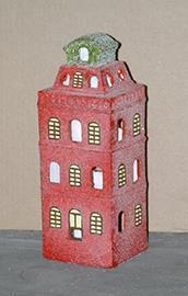 WINDLICHT-HAUS H30 11X10CM. ROT/GRUN