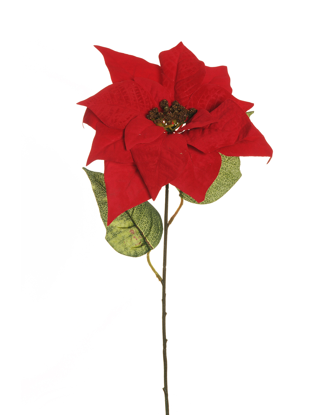 POINSETTIA VELVET D22 H69CM. 3PZ. ROSSO