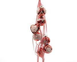 BAUBLE BUNDLE W/DECO RIBBON 7PZ.ASS.RED