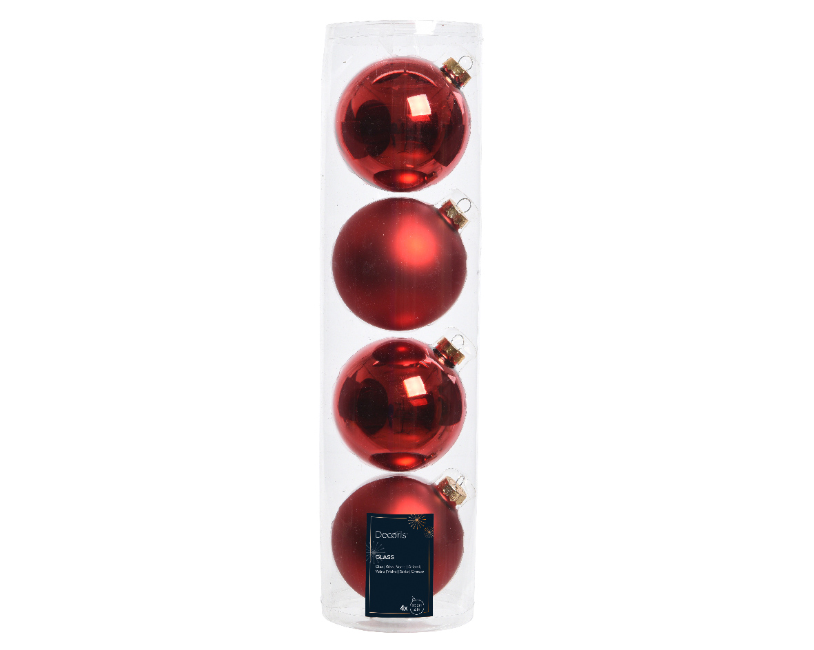 SFERE NATAL.D100MM. 4PZ. XMAS RED