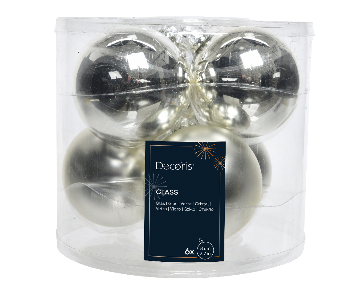 SFERE NATAL.D80MM. 6PZ. SILVER COMBI