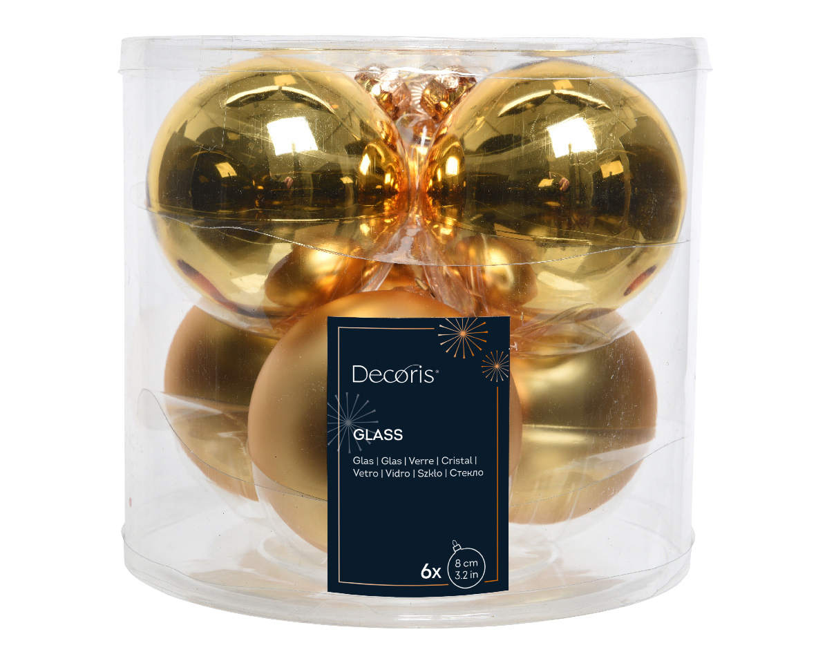 SFERE NATAL.D80MM. 6PZ. GOLD COMBI