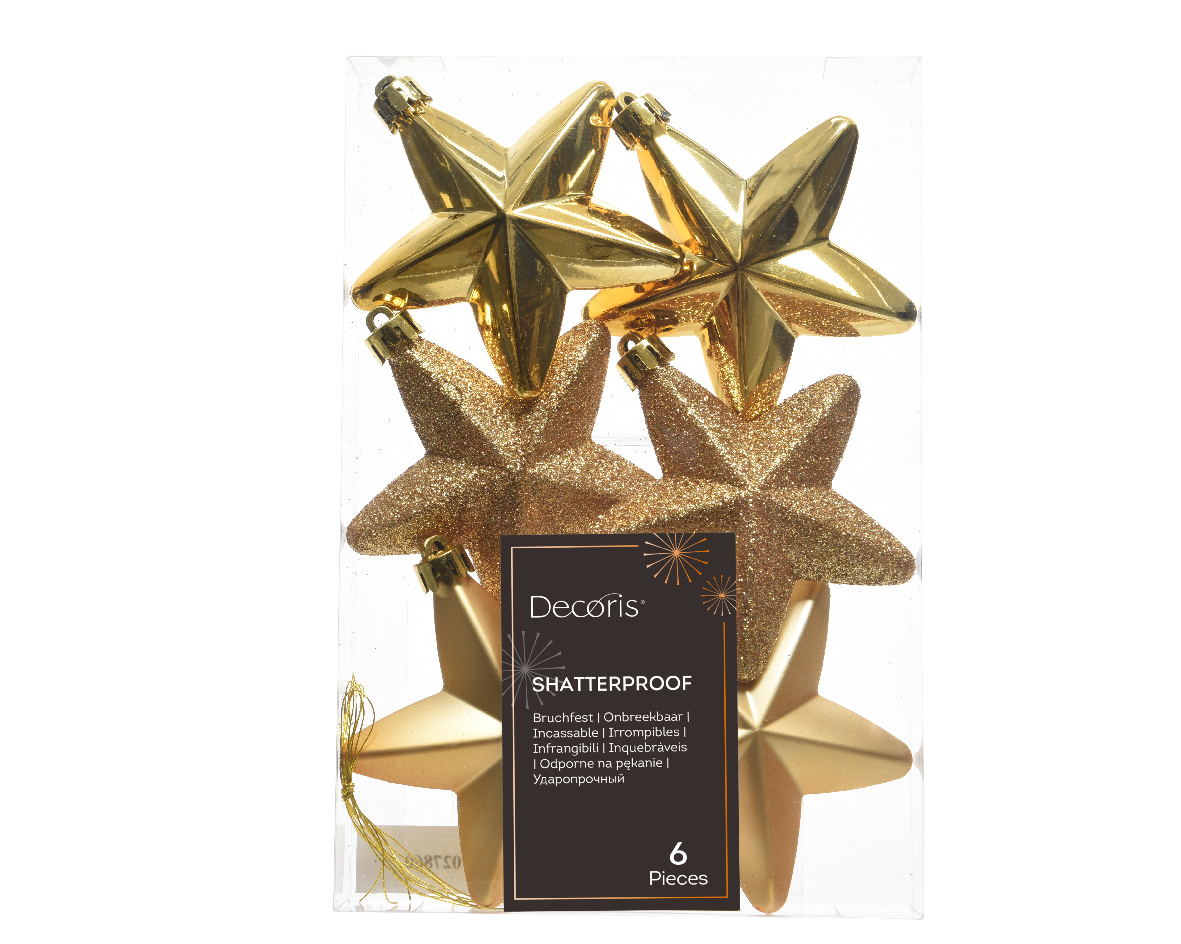 STELLE DA APP. 6PZ.ASS. 2X7,5CM. LT GOLD
