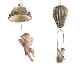 POLY ANGEL W/HANG. 12CM. 2PZ.ASS. CREAM