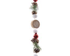 SNOWBALL GARLAND W/BAUBLES 100CM. RED
