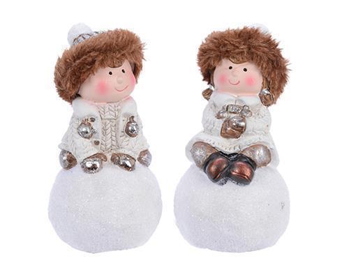 BIMBI TERR.SU PALLA DI NEVE H13,5CM. 2PZ.