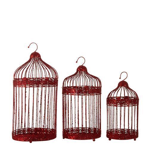 GABBIETTA S/3PZ. H40 D19CM. GLITTER ROSSO