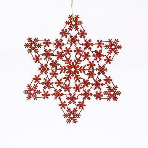 STELLA NEVE GLITT. 3PEZZI D31CM. ROSSO