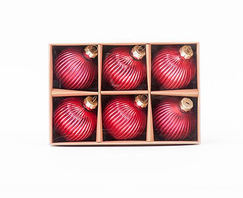 SFERE NATAL.STRIPE D6CM. 6PZ. ROSSO