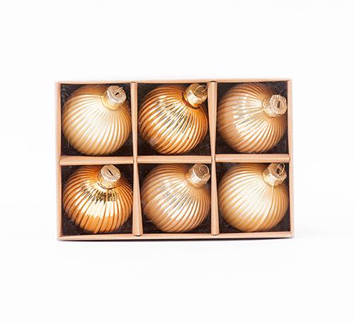 SFERE NATAL.STRIPE D6CM. 6PZ. ORO
