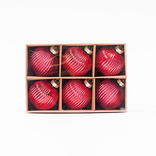 SFERE NATAL.STRIPE D8CM. 6PZ. ROSSO