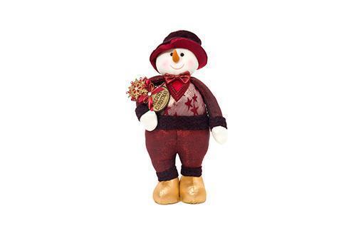 SNOWMAN STANDING FABRIC 52CM. BORDO'