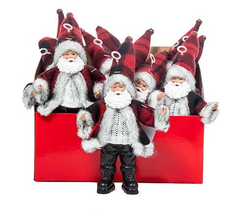 BABBO NATALE H25CM. 3PEZZI ROSSO/GRIGIO