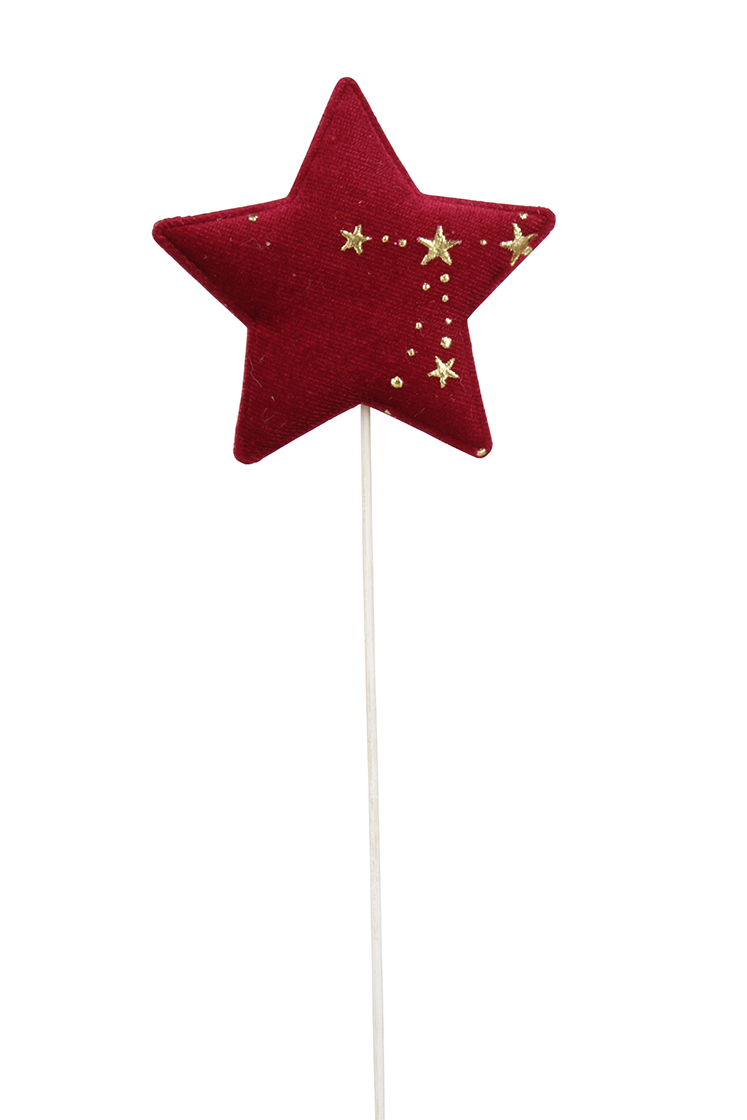 PICK STELLA VELLUTO D79CM. 18PZ. BORDO