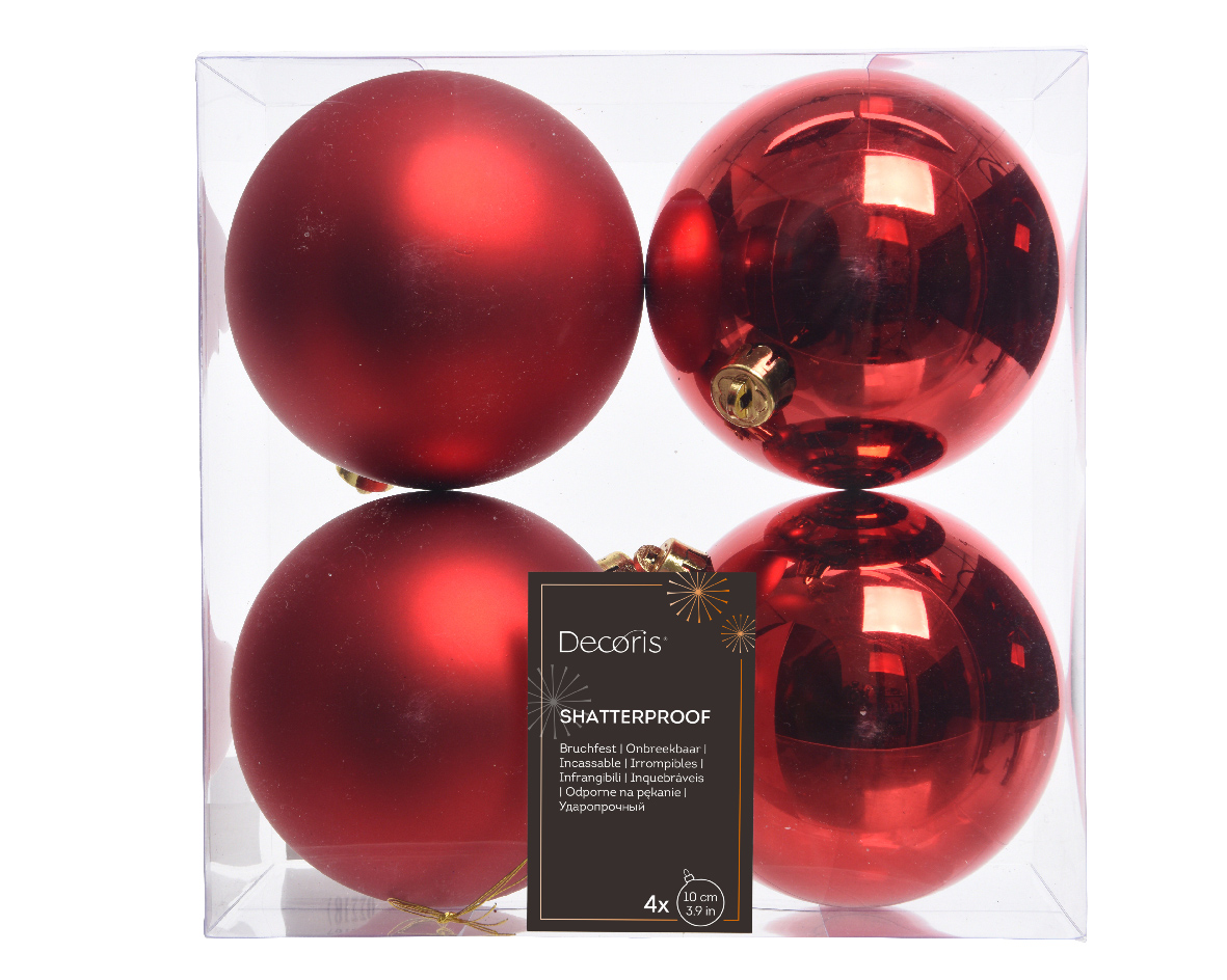 SFERE PLAST. D100MM. 4PZ. CHRISM.RED