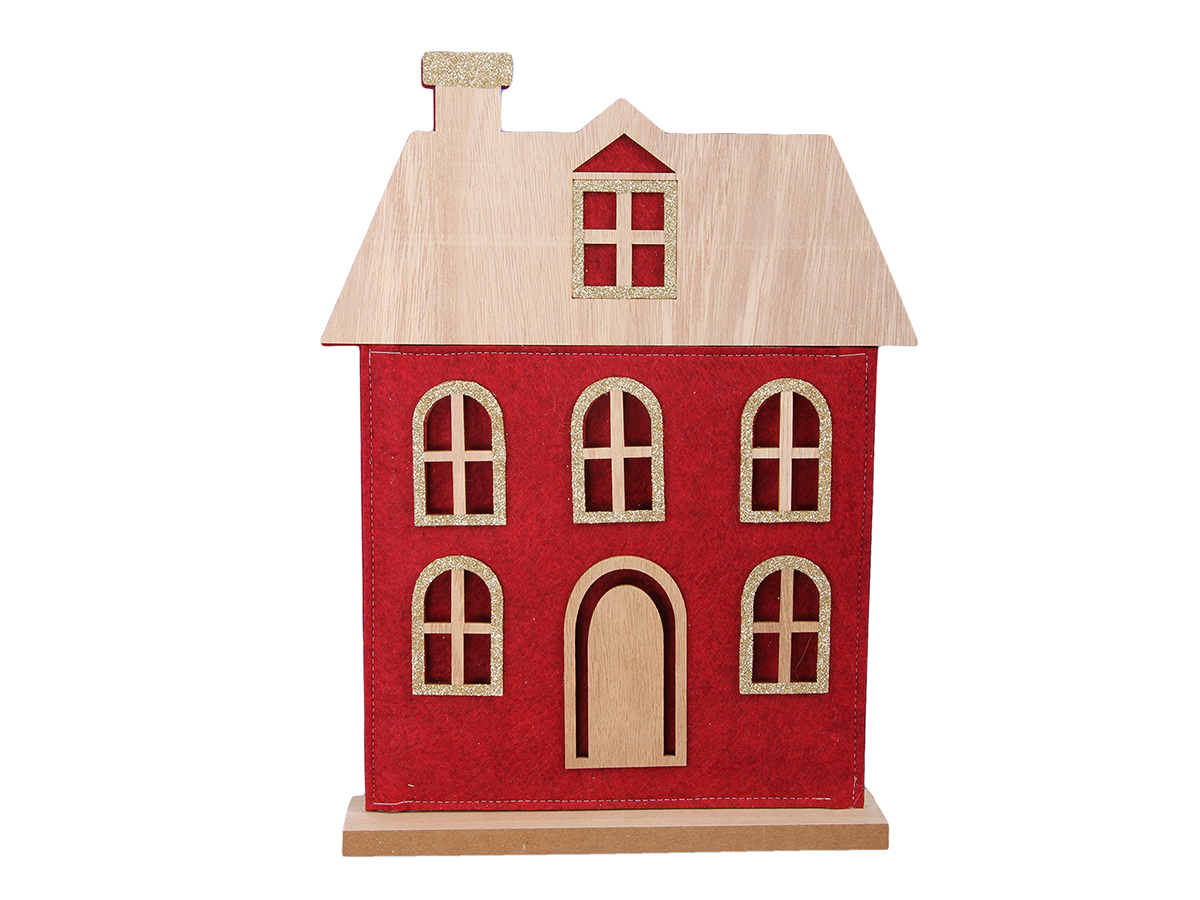CASA DI FELTRO 24XH34CM. ROSSO
