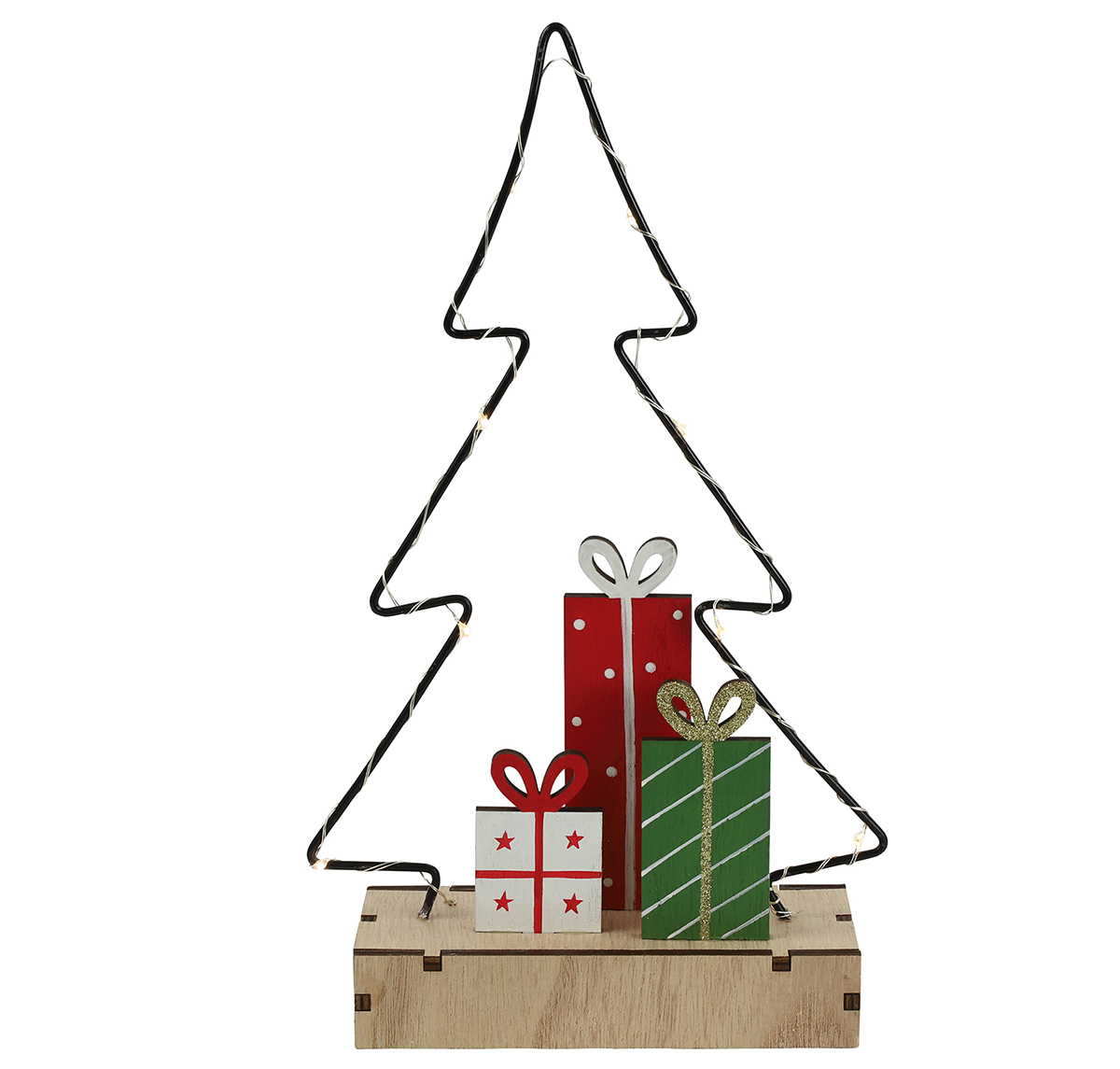 ALBERO C/PACCHETTINI E LED 18,5X6 H28CM.