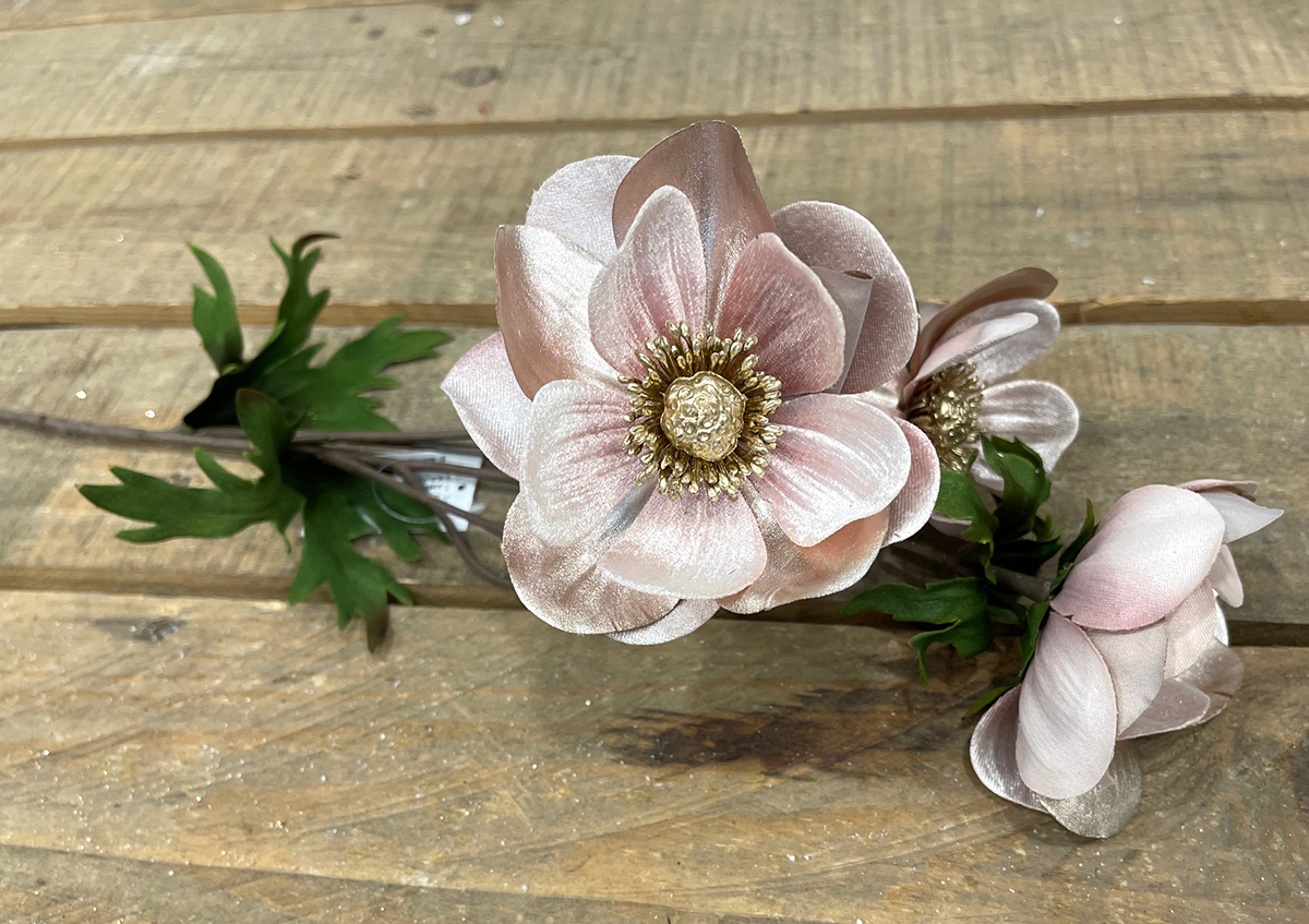 ANEMONE VELVET SPRAY X3 74CM. LT PINK