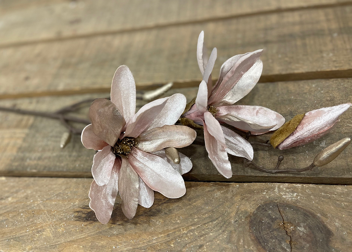 MAGNOLIA VELVET SPRAY X3 74CM. LT PINK