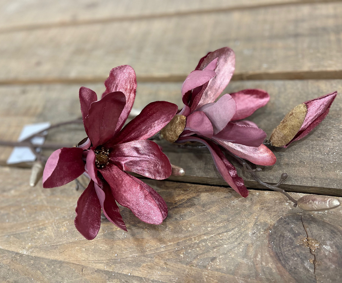 MAGNOLIA VELVET SPRAY X3 74CM. DK PINK