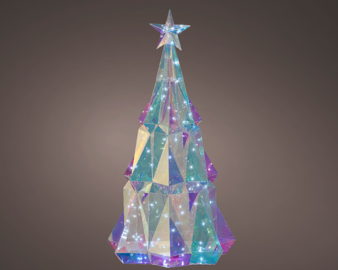 ALBERO PET IRIDESC. 60MICRO LED D33,5 H68CM.