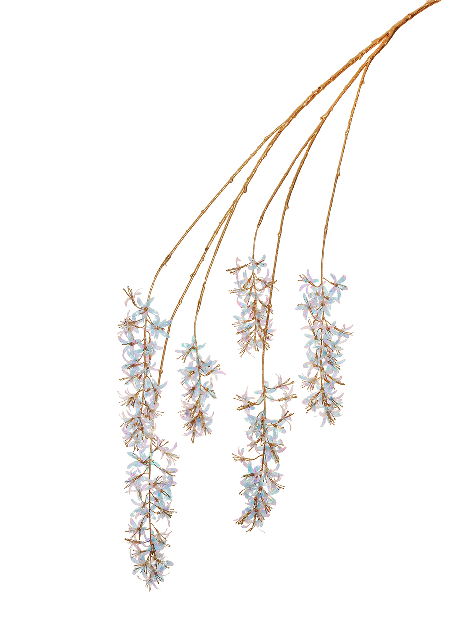WISTERIA STELO E FOGLIE ORO MET. 133CM. IRIDESC.