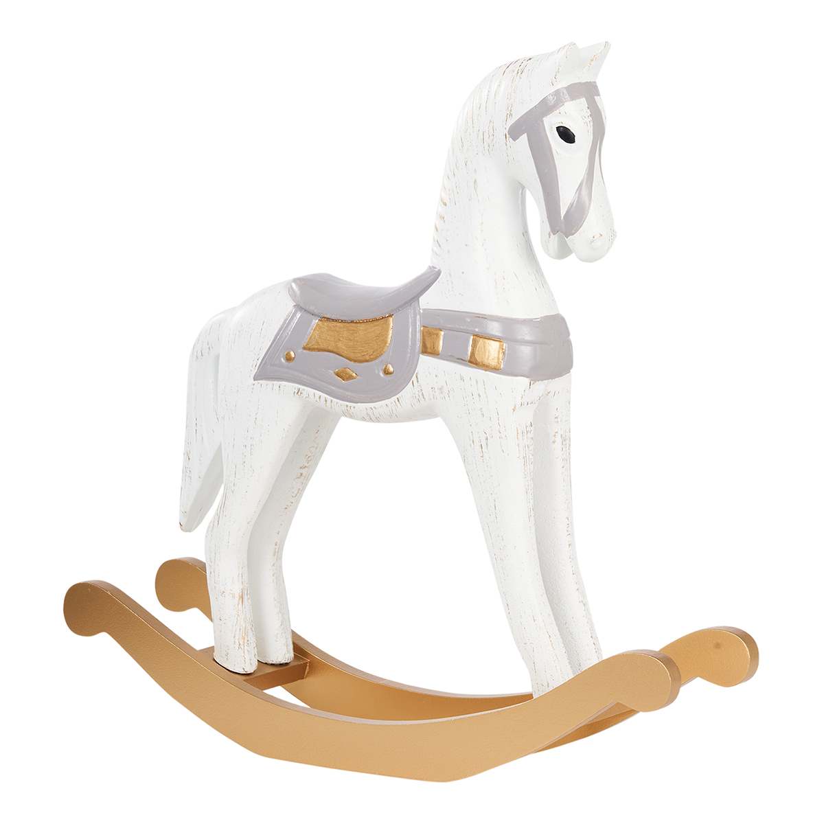 CAVALLO DONDOLO LEGNO 30,5X8 H30,5CM. BIANCO